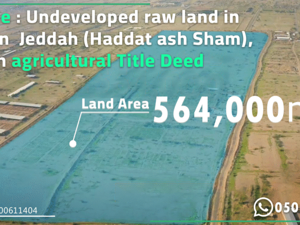 For sale raw agricultural land 560 thousand meters Huda Alsham