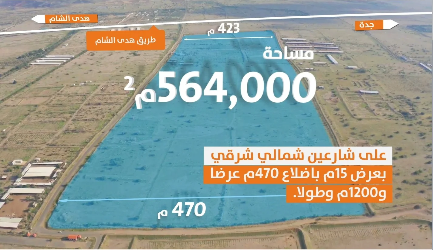 For sale raw agricultural land 560 thousand meters Huda Alsham